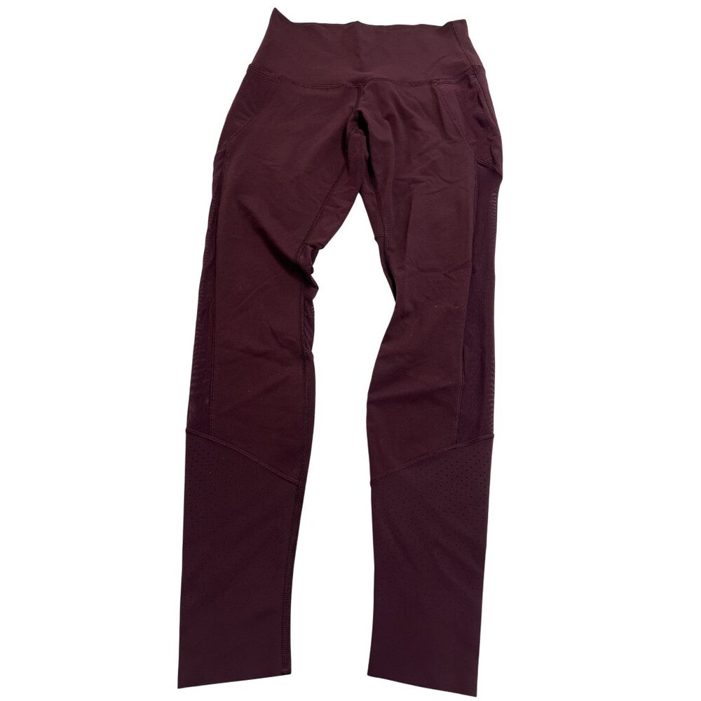 Lululemon Mesh Inset Leggings in Maroon
